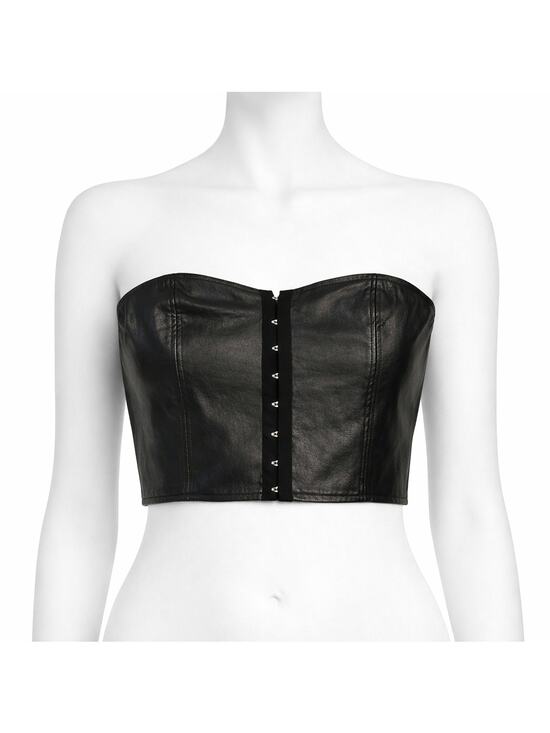 Sparkle & Fade Tops - Sparkle & Fade Edgy Bandeau Top Womens Size Large Black Faux Leather Rocker Edgy